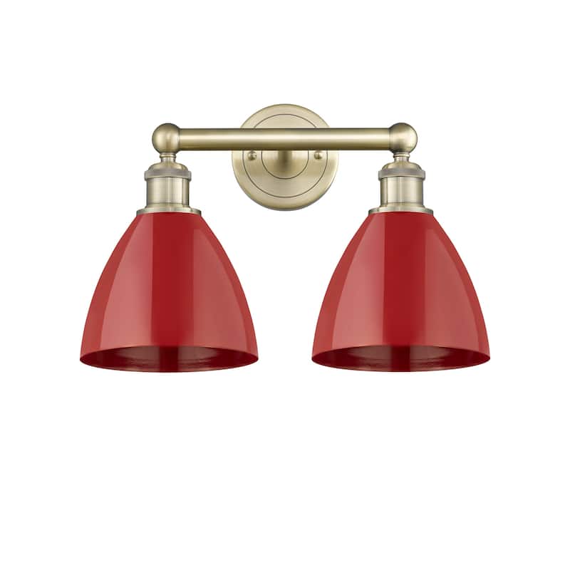 Innovations Lighting 616-2W-12-17 Plymouth Vanity Plymouth Dome 2 - Antique Brass / Red