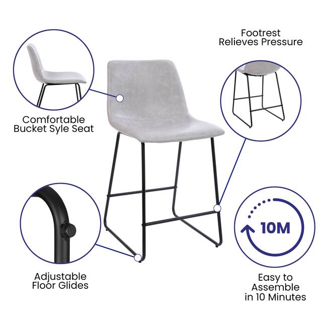 LeatherSoft Counter-height Stools (Set of 2)