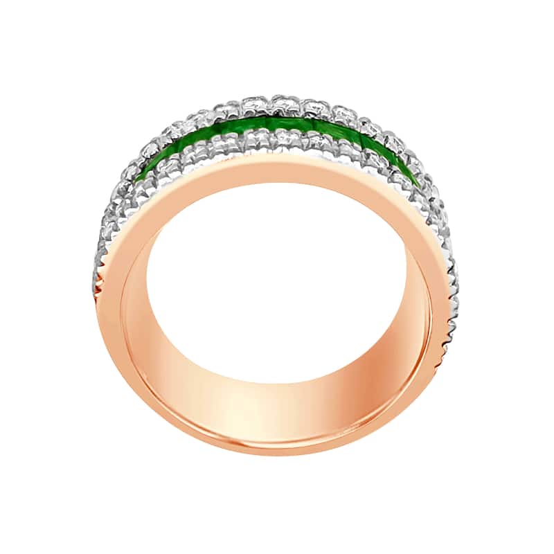 Auriya 14k Gold Emerald and Diamond Triple-Row Channel Band 0.42 ct. tw. (F-G, VS)