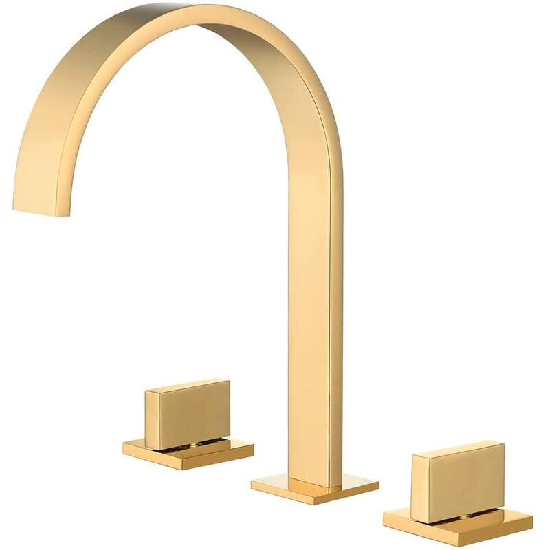 Polished Gold Two handles 3 holes Waterfall bathroom Sink Faucet with brass pop up overflow Drain