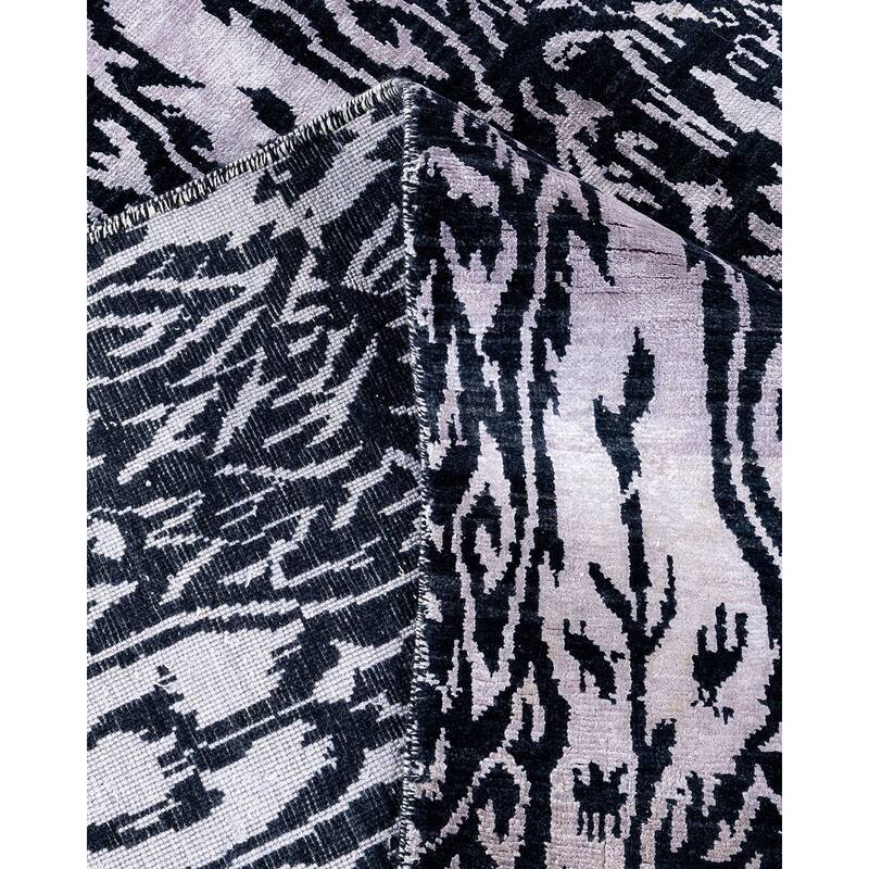 Ikat One-of-a-Kind Hand-Knotted Area Rug, Black - 8' 1" x 10' 4"