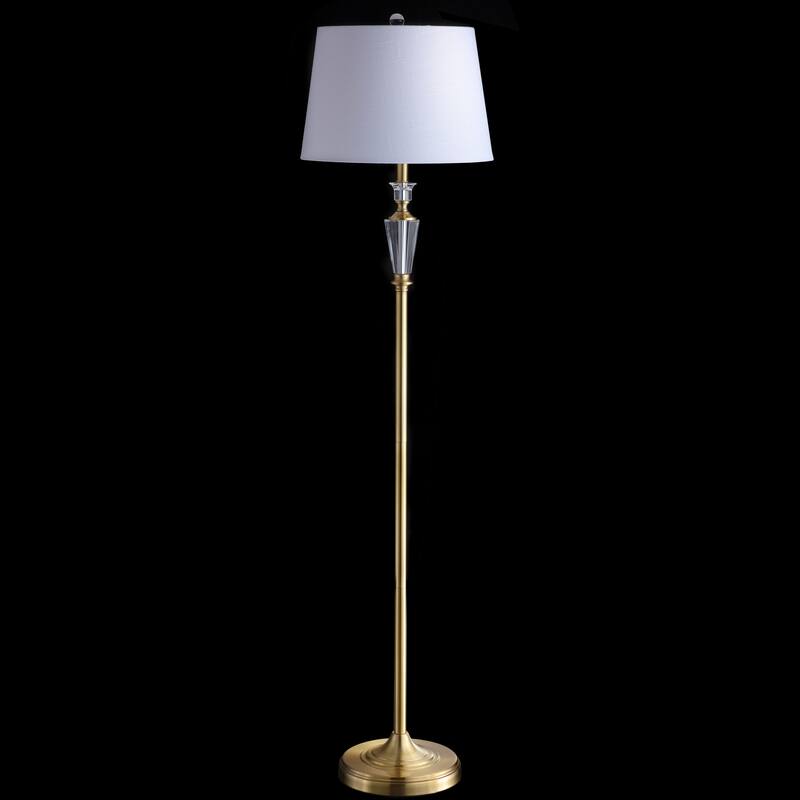 Evelyn 61" Crystal / Metal LED Floor Lamp, Brass Gold/Clear by JONATHAN Y - Brass Gold/Clear - 61" H x 15" W x 15" D