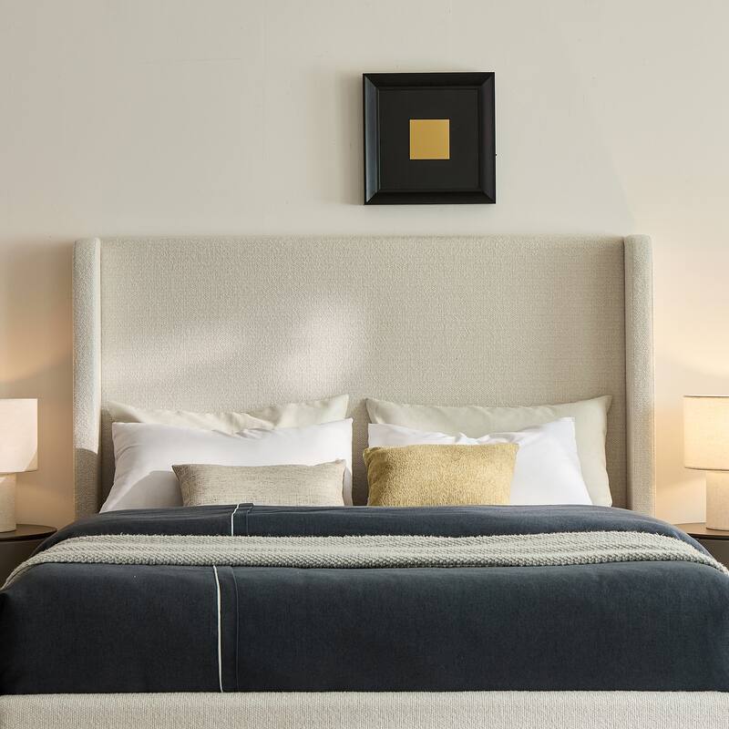 54" High Wingback Headboard Upholstered Bed For Bedroom