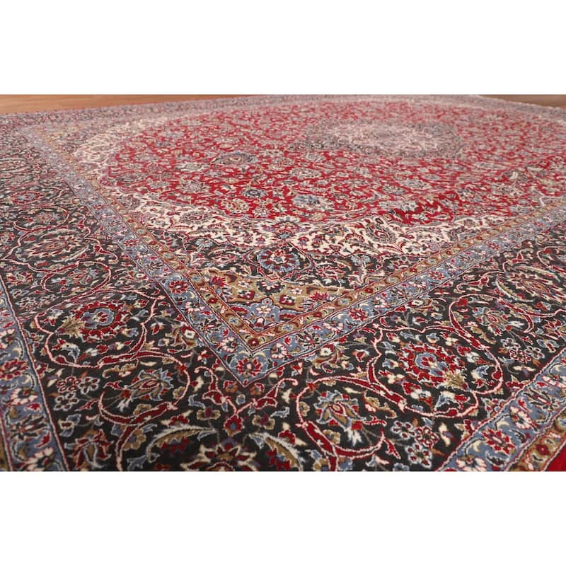 Traditional Red Kashan Turkish Rug Machine-Made Carpet - 9'8" x 12'10"