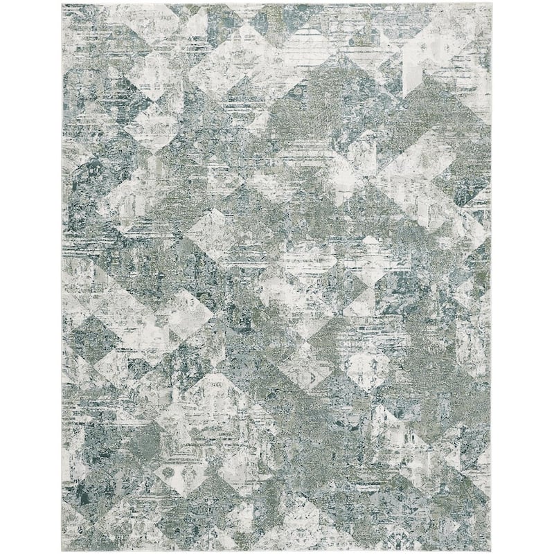 Grand Bazaar Halton Machine Made Abstract Transitional Area Rug - 2' x 3' - Green/Ivory