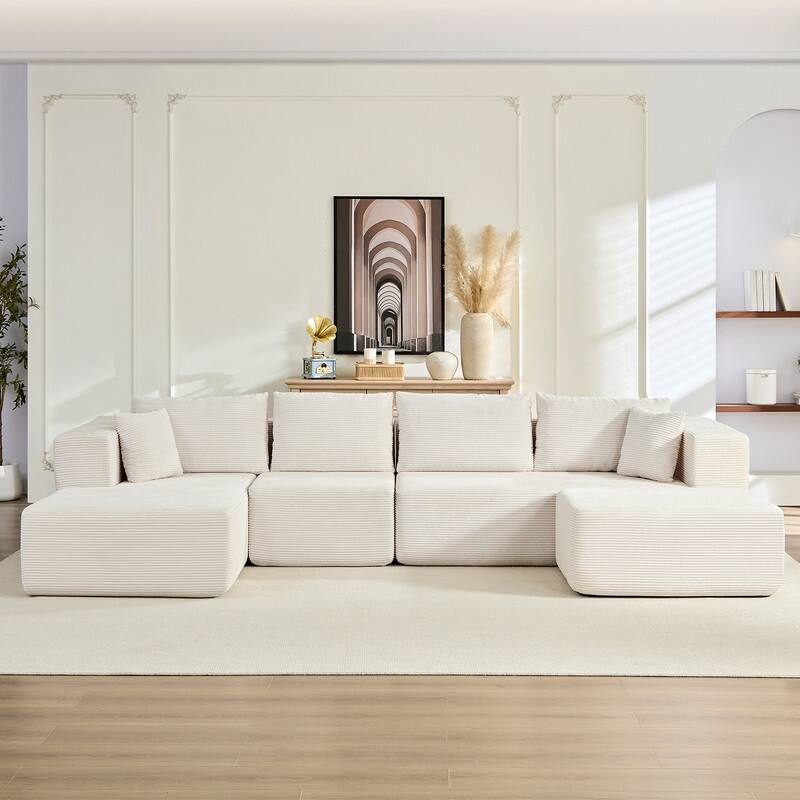 Minimalist 135" Oversized Modular Sofa, 4-Pieces Free Combination, No Assembly Required - U-Shaped Sofa