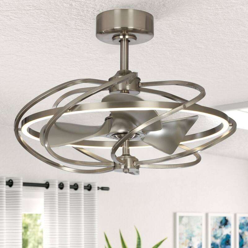27-inch Satin Nickel Chandelier Ceiling Fan Light Kits with Remote