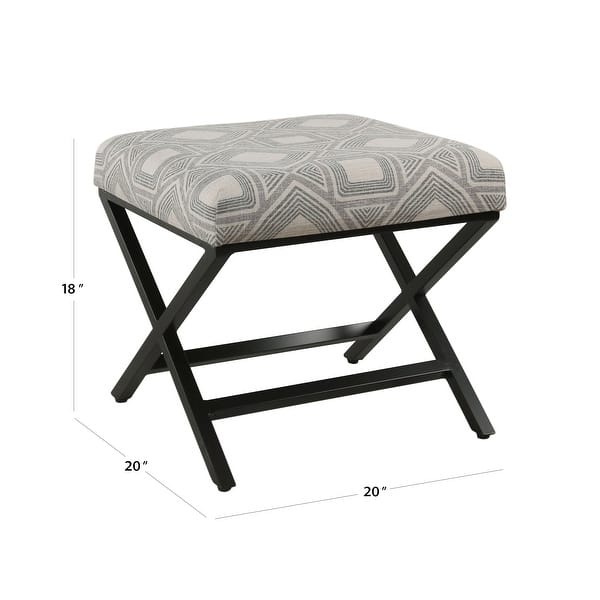 dimension image slide 1 of 7, Porch & Den Boucher Modern Metal X-base Square Ottoman