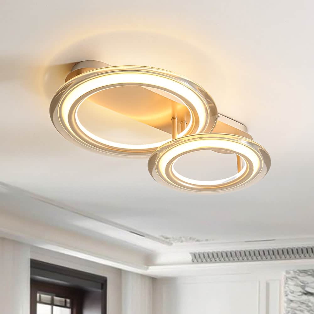 Modern Flats Double-circle Dimmable LED Semi-flush Mount - 26.0 in