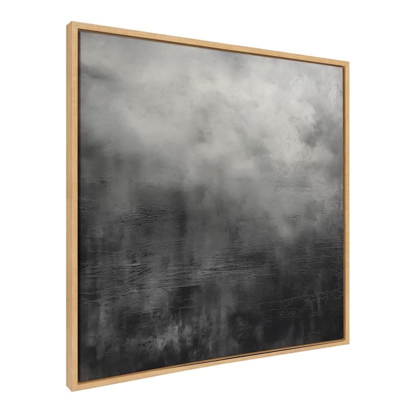 Kate and Laurel Sylvie Tonal Black Gray Framed Canvas by Creative Bunch Studio - 30x30 - Natural