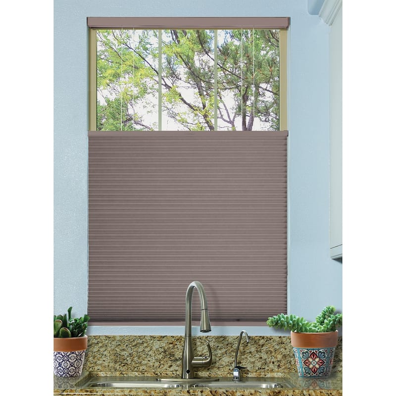 BlindsAvenue Cordless Top Down/Bottom Up Blackout Cellular Honeycomb Shade, 9/16" Single Cell, Sticks & Stones
