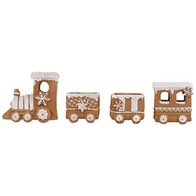 Frosted Snowflake Gingerbread Train Christmas Decoration - 5.5" - 4-Piece