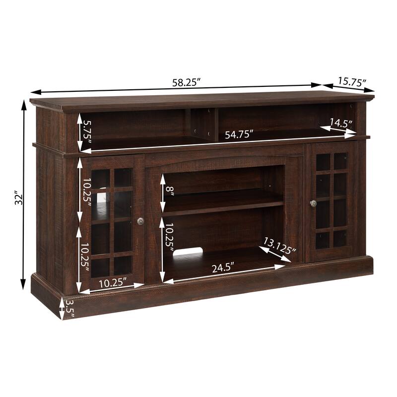 Multifunctional TV Stand with Ample Storage, Glass Doors, and Adjustable Shelves for TVs up to 65 Inches.