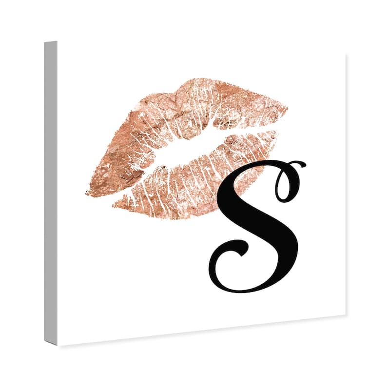 Wynwood Studio Canvas Fashion and Glam Monogram S Kiss Bronze and Metallic Bronze Glam Wall Art Canvas Print