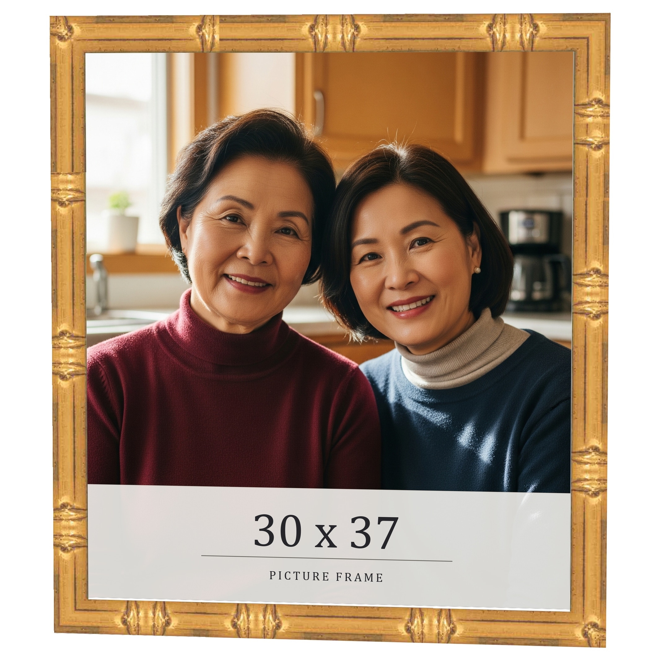 30x37 Frame Gold Bamboo Solid Wood Picture Frame | 1 Inch Moulding
