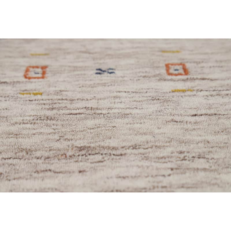 Gabbeh Indian Rug Hand-Knotted Beige Modern Wool Carpet - 3'11" x 5'9"