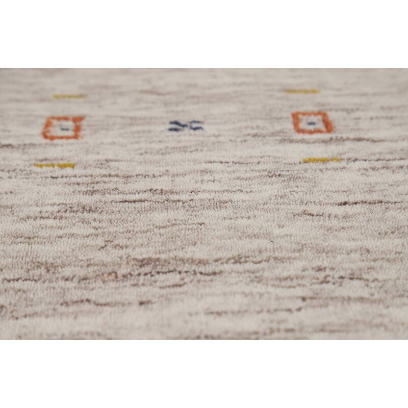 Hand Knotted Oriental 100% Wool Carpet Tribal Animal Pictorial Beige & Ivories Gabbeh Area Rug - 5' 9'' X 3' 11''