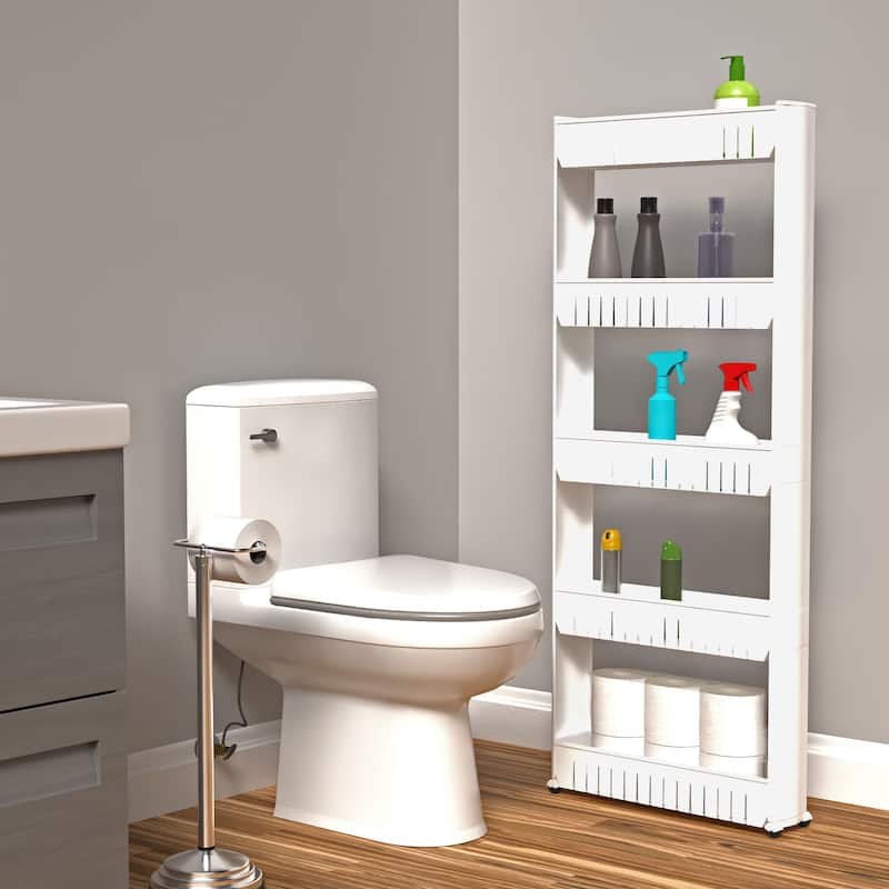Slim Rolling Storage Cart - Utility Cart with Wheels by Lavish Home (White)