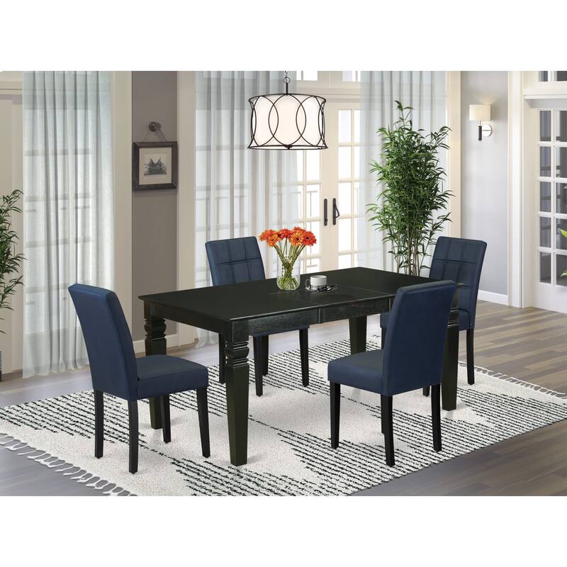 East West Furniture Dining Table Set Contains a Rectangle Kitchen Table and Chairs, Black (Pieces Options) - WEAS5-BLK-09