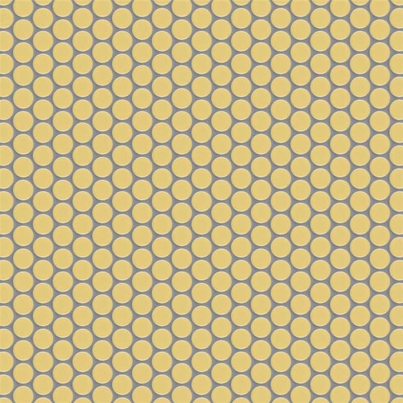 Merola Tile Hudson Penny Round Vintage Yellow 11-7/8 x 12-5/8 Porcelain Mosaic Tile