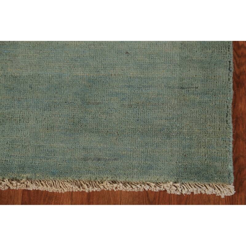 Green & Blue Modern Gabbeh Oriental Rug Handmade Wool Carpet - 3'2" x 4'11"