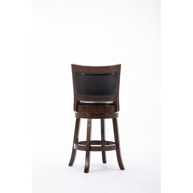 Nailhead Round Leatherette Counter Stool with Flared Leg - 37.5 H x 18 W x 21.5 L Inches