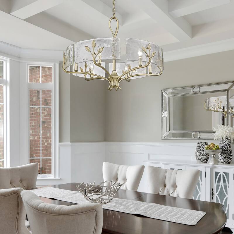 Calla 27.75" Wide 6-Light Chandelier with Hammered Water Glass