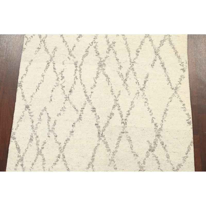 Geometric Contemporary Moroccan Oriental Wool Area Rug Hand-knotted - 5'2" x 7'7"
