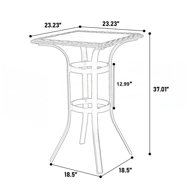 3 Pieces Outdoor Bar Stools Set
