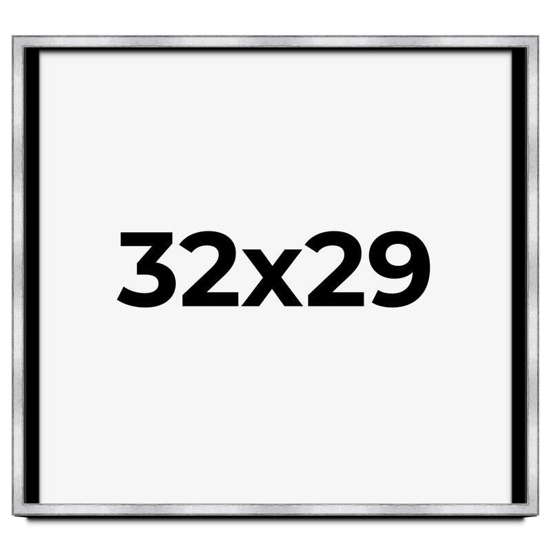 32x29 Shadow Box Frame Silver | 1.375 Inches Deep Real Wood