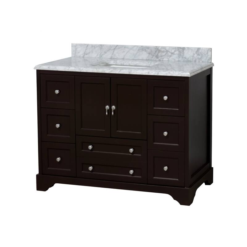 KitchenBathCollection Madison 48" Bathroom Vanity with Carrara Marble Top