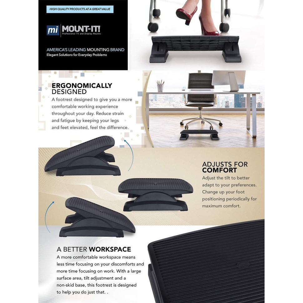 Mount-It Ergonomic Under Desk Footrest, Massaging Foot Rest Support, Tiltin