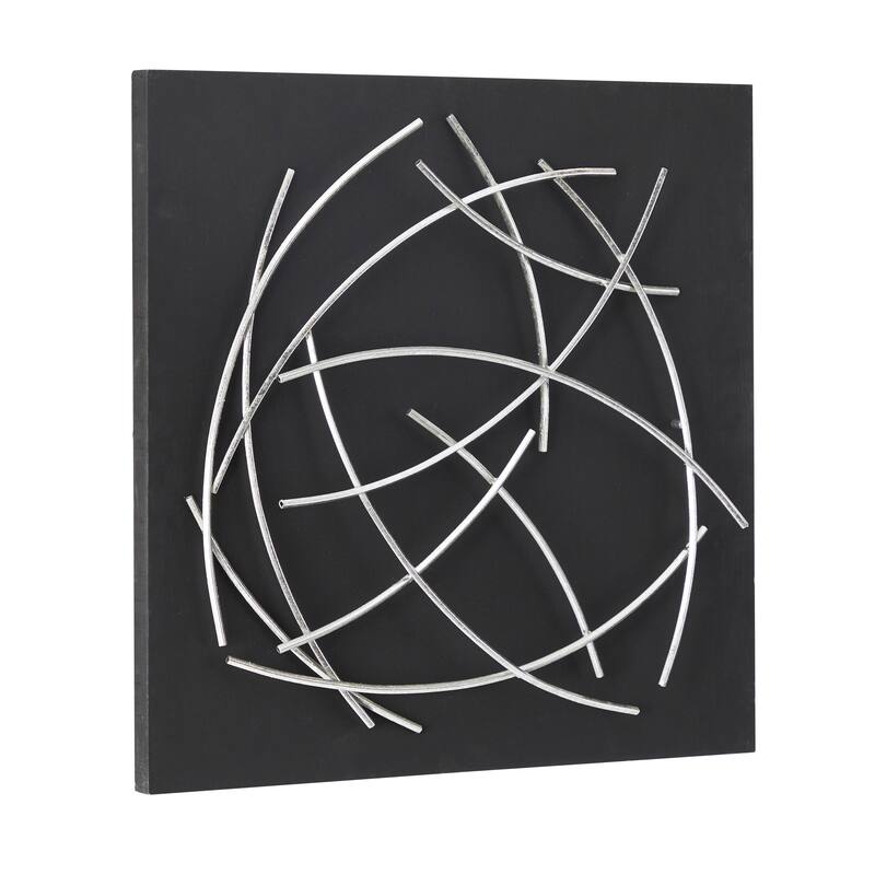 CosmoLiving by Cosmopolitan Metal Overlapping Lines Abstract Wall Decor with Black or White Backing - Black or White