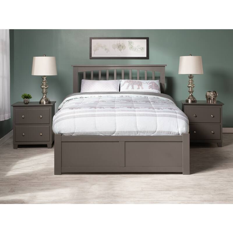 Urban Upmarket Grey Platform Bed - Twin XL Trundle, Footboard, 800lb Capacity, HomeStock
