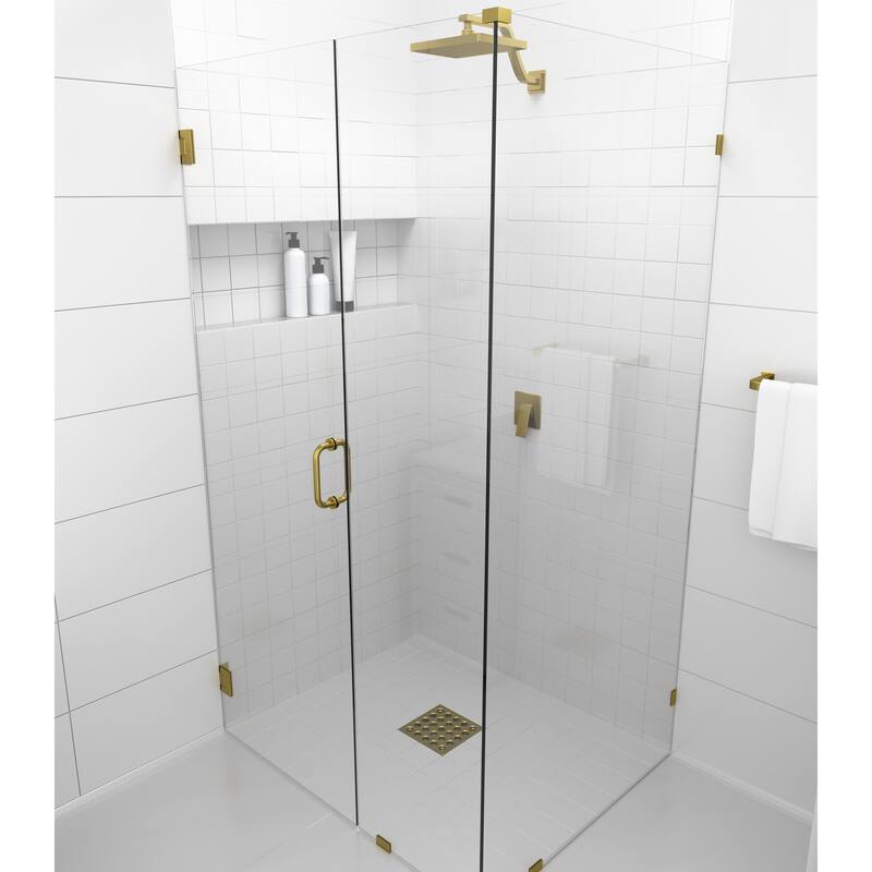 Glass Warehouse 78" x 40" x 44.5" Frameless 90 Degree Shower Enclosure - Wall Hinge