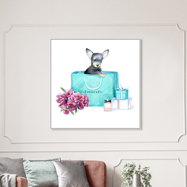 Oliver Gal 'acqua chic chihuahua' Animals Wall Art Framed Canvas