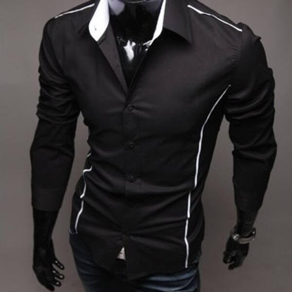 Shop Sale M 3xl Casual Shirt Slim Fit Men Shirt Long Sleeve Mens