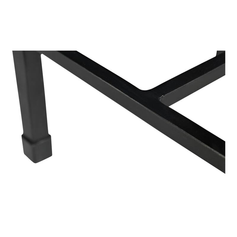 NADAAL STUDIOS Tylienne Side Table, Italian Botticino Marble, Hammered Blackened Iron Base