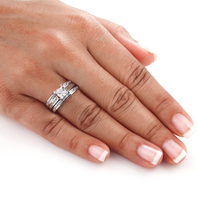 Auriya 1 3/4ctw Princess-cut Diamond Engagement Ring 3pc Set 14k Gold