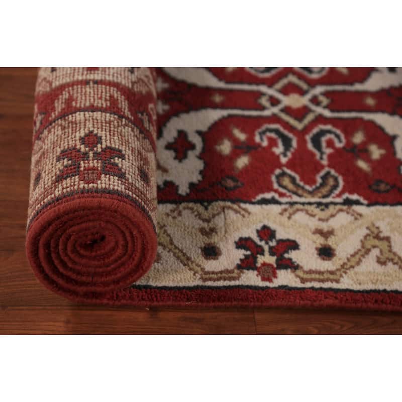 Red Oushak Indian Runner Rug Handmade Wool Carpet - 2'6"x 7'10"