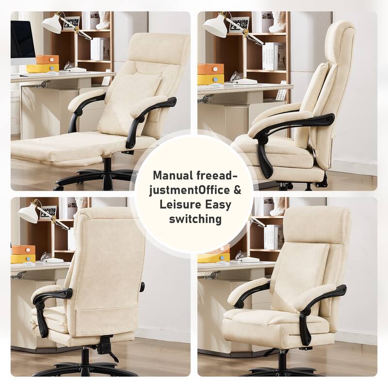 500Lbs Ergonomic Office Chair with Foot Rest, Faux Leather Executive Chair Reclining Chair, Swivel Heavy Duty Task Desk Chairs