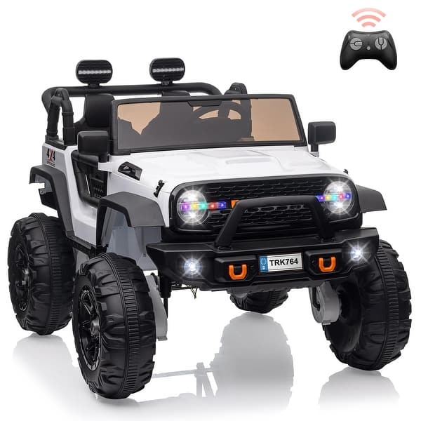 slide 2 of 6, 2 Seats 24V Kids Ride on Truck with Remote Control White - 5-7 Years