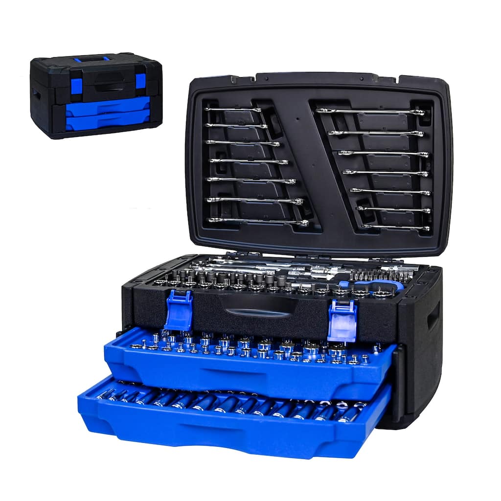 266 Pieces Hand Tool Box with Toolset Home Repair Tool Kit