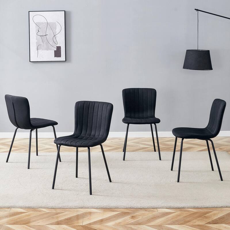 Set of 4 Minimalist Dining Chairs – Premium Black Metal Leg Design for Modern Interiors, Versatile Style Adaptability