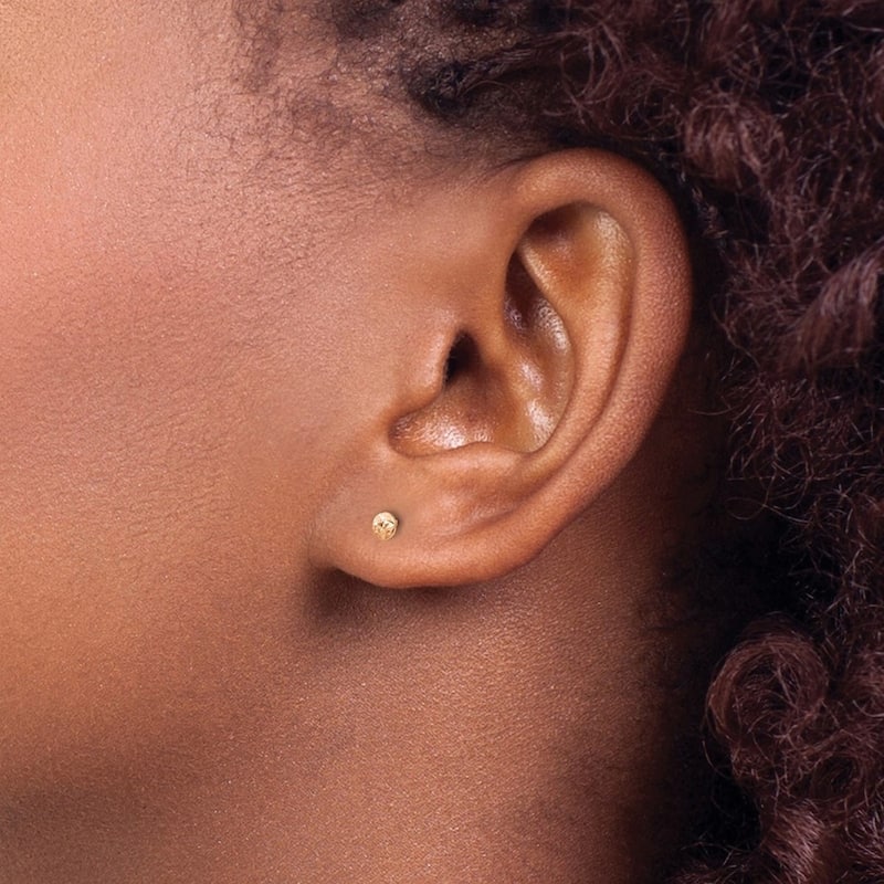 Curata 14k Rose Gold 3mm Puff Circle Stud Earrings