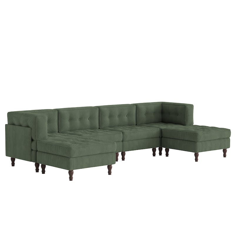 Oversized Modular Sectional Corduroy Fabric Tufted Sofa