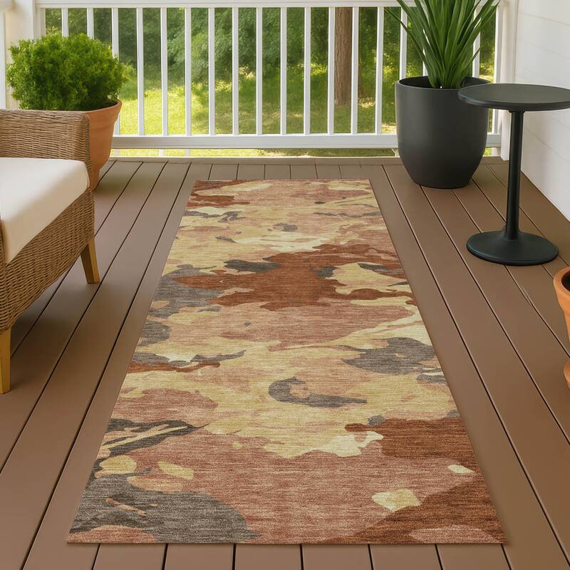 Machine Washable Indoor/ Outdoor Abstract Mexi Chantille Rug - Paprika - 2'3" x 7'6"