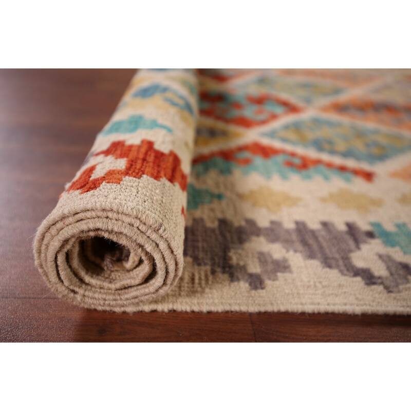 Reversible Kilim Oriental Area Rug Flatweave Wool Carpet - 5'1"x 6'6"
