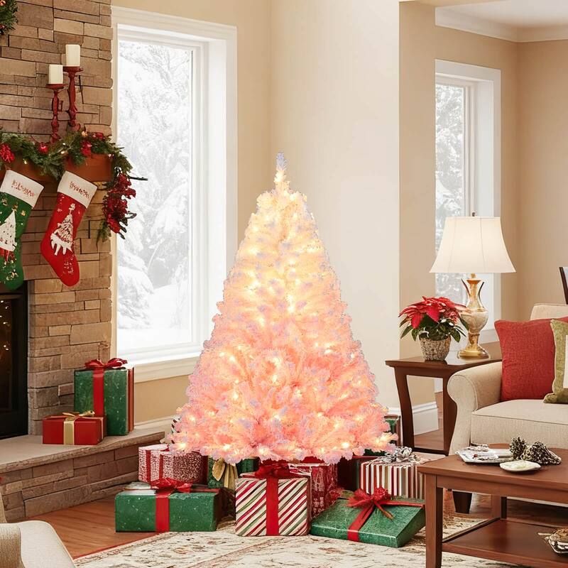 Costway 5/6/7/8 FT Artificial Christmas Tree with 180/250/350/470 Warm - See Details