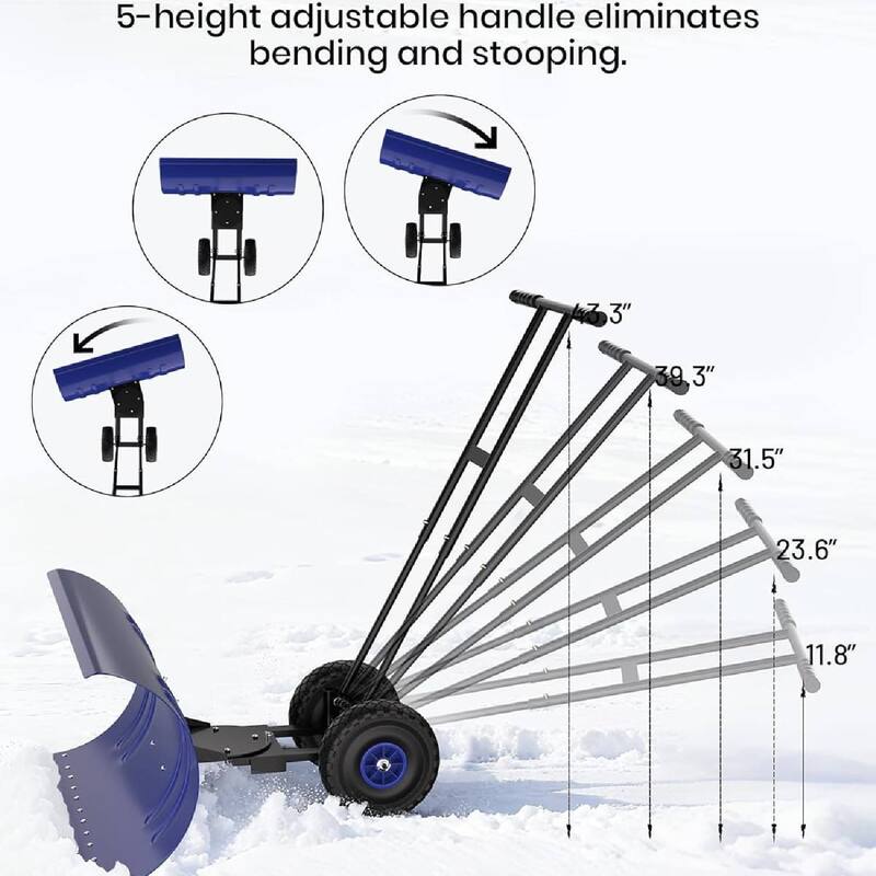 Heavy Duty Double Rod 29-Inch Steel Snow Shovel Plow for Driveways, Sidewalks, Yards